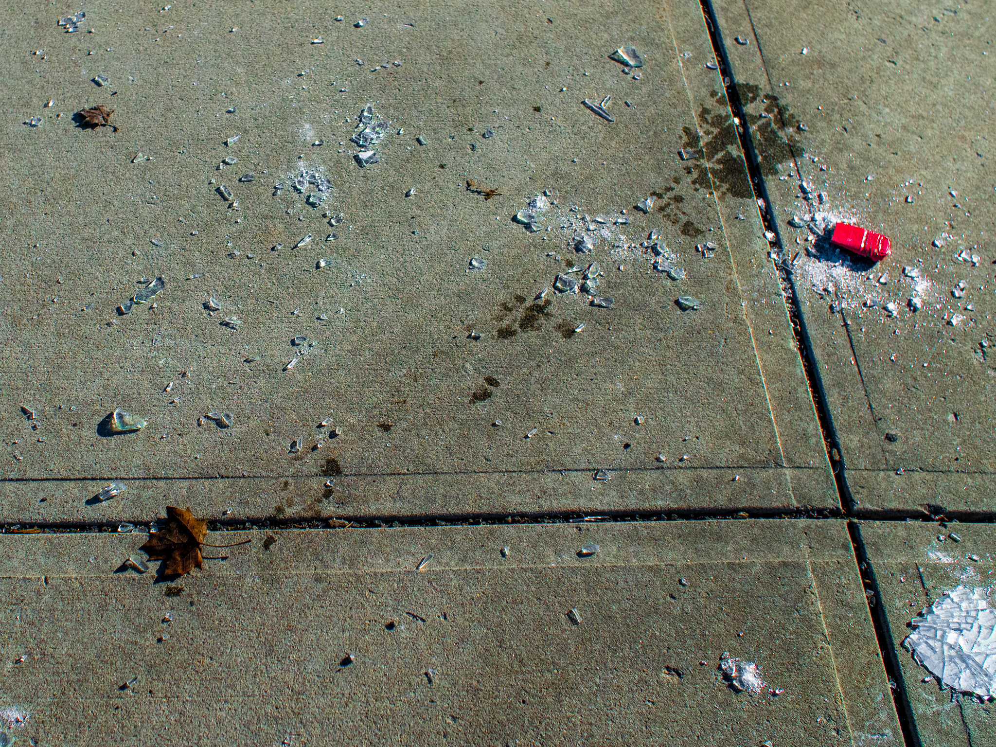 Sidewalk with broken glass